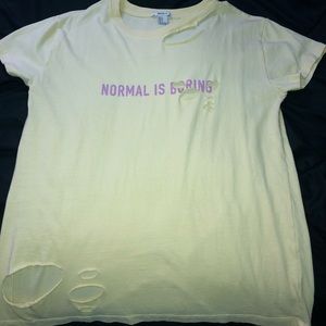 SMALL “NORMAL IS BORING” DISTRESSED T-SHIRT💛🤩